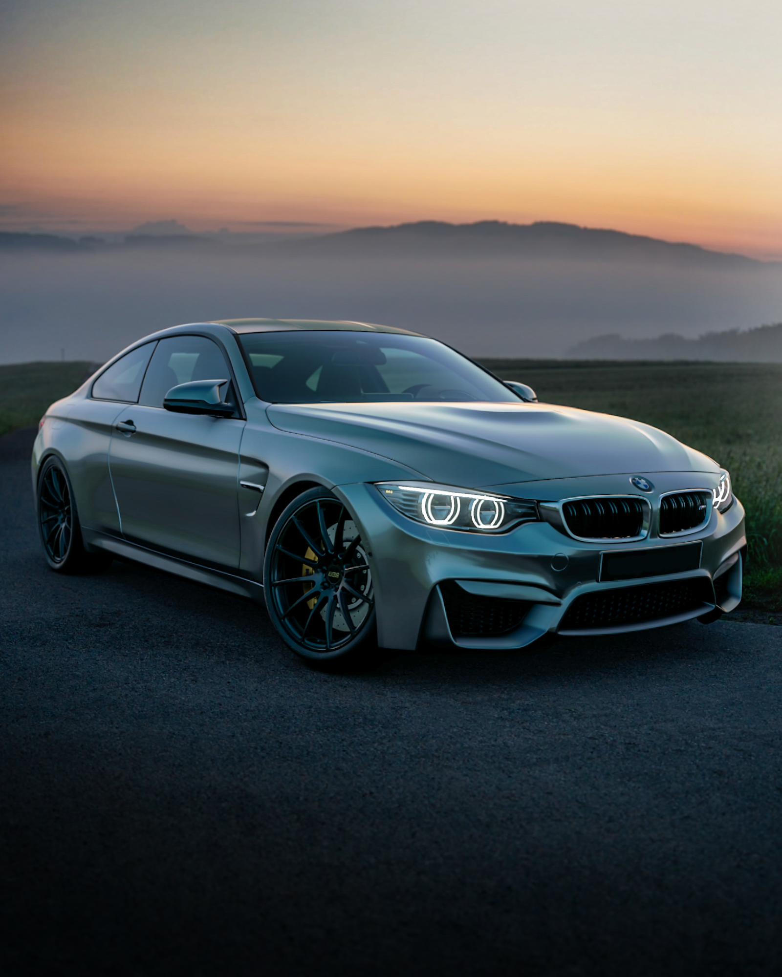 Performance vehicle at sunset